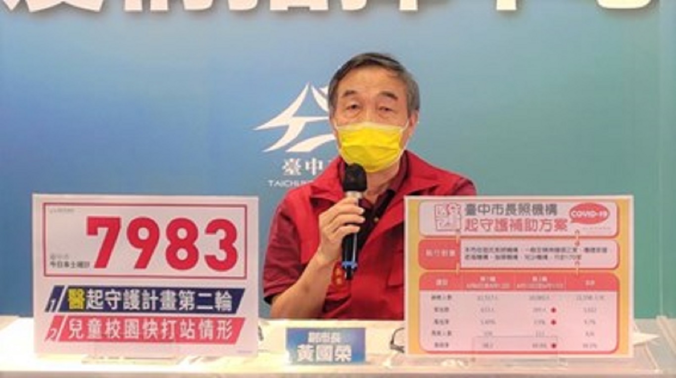 圖片說明：台中市副市長黃國榮說明目前疫情狀況並呼籲不可放鬆警戒。(記者謝榮浤翻攝)